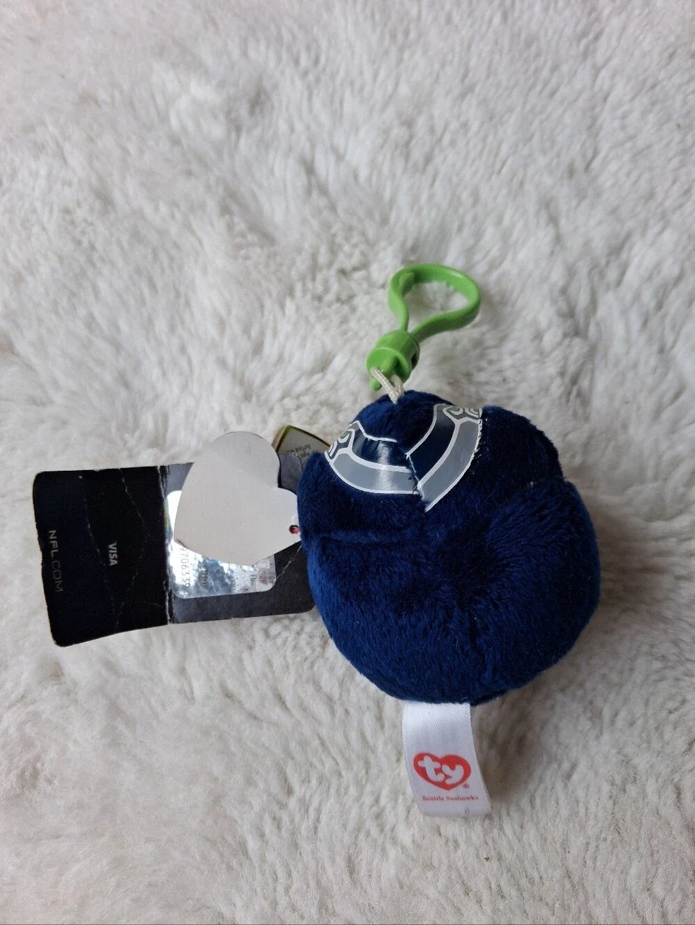Ty Beanie Ballz Seattle Seahawks Navy and Green Plush Keychain Unisex